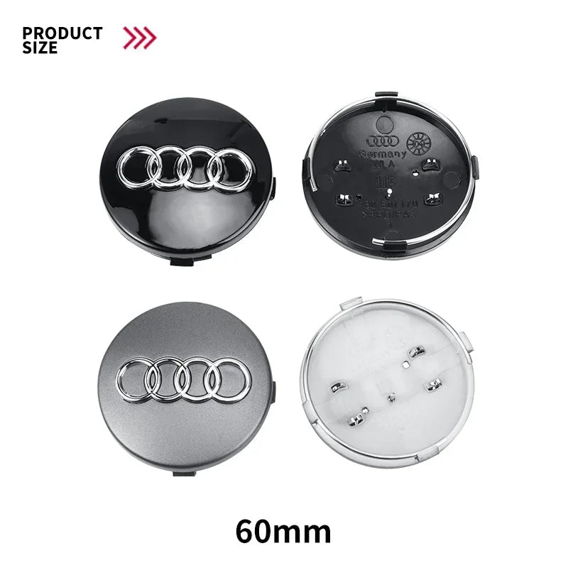 For Audi 4pcs 60mm Car Styling Audi Wheel Center Cap Emblem Hub Covers Badge For Audi B5 B6 B7 B8 B9 D3 Q3 Q5 Q7 TT A1 A3 A4 A5