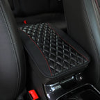 Checkered PU Leather Car Armrest Pad Embroidered Center Console Interior Accessory for All Seasons  WOMEN