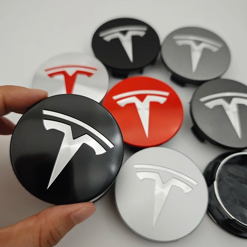 4Pcs 56mm ABS Tesla Wheel Center Hub Cap Emblem Logo Car Rims Cover Hubcap For Tesla Model 3 Y X S Original Badge Accessories