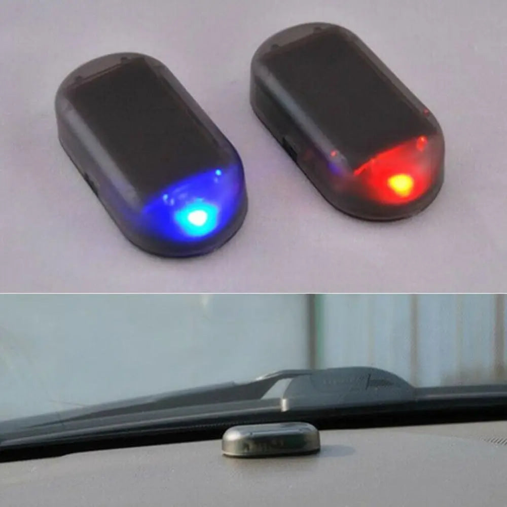 Luz de seguridad falsa para coche con energía Solar, alarma simulada, lámpara LED intermitente inalámbrica, luz de precaución de advertencia antirrobo, 1 Uds.