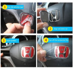 Car Steering Wheel Emblem Badge Sticker for HONDA Jazz Fit Accord Civic CRV Odyssey City Jade Insight Elysion CRZ Accessories