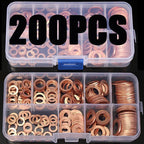 Juego de tuercas y pernos de junta de arandela de cobre, Kit surtido de sellos de anillo plano con caja //M8/M10/M12/M14 para tapones de sumidero, 100/200 Uds.