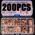 Juego de tuercas y pernos de junta de arandela de cobre, Kit surtido de sellos de anillo plano con caja //M8/M10/M12/M14 para tapones de sumidero, 100/200 Uds.