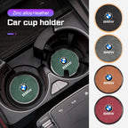 2Pcs Leather Car Coaster Anti-slip Mat Cup Holder Pad For BMW X1 X2 X3 X4 X5 X6 X7 1 3 5 6 7 Series E60 E90 E70 G20 G30 G7
