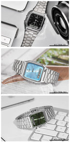 Casio Men's Watch Dual Display Screen Retro Style Personalized Dial Design Quartz Movement Water Resistant AQ-230A-
