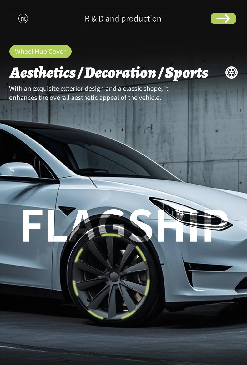 4PCS for Model 3 (2017-2023) 18 Inch Blade Wheel Cover Hubcaps Whirl Cap Rim Cover Replacement Wheel Cap Accessories for Tesla