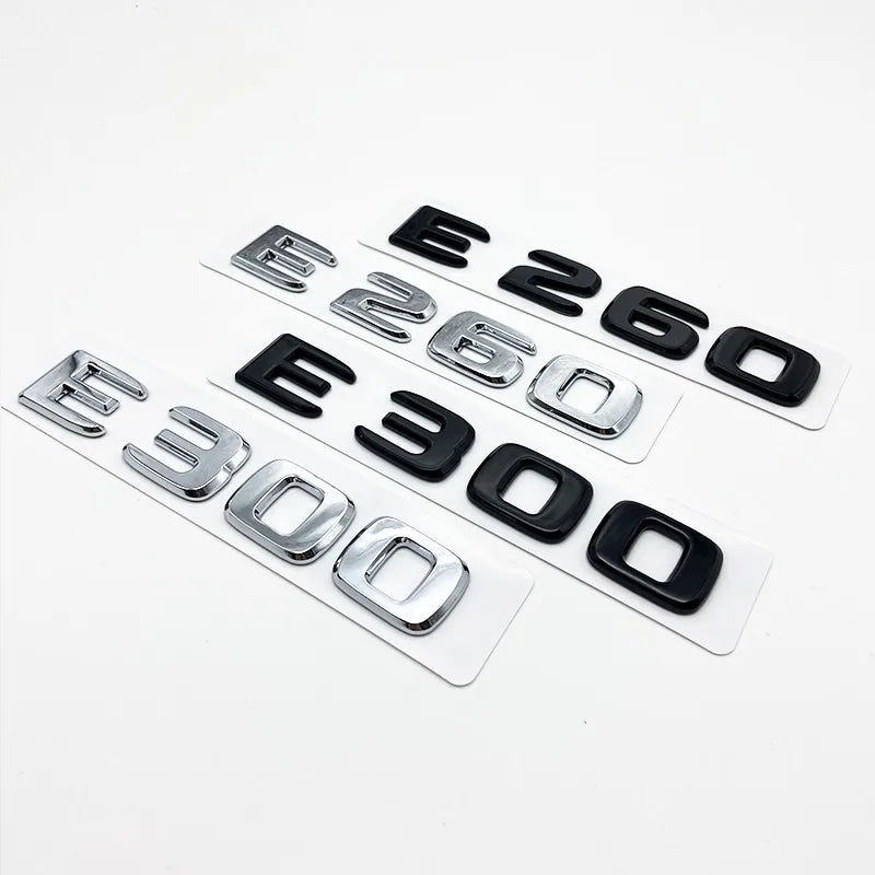 Black Silve Letters E200 E260 E300 E400 E450 E220d E350d E400d 4Matic ABS Emblem for Mercedes Benz Car Trunk Logo Sticker