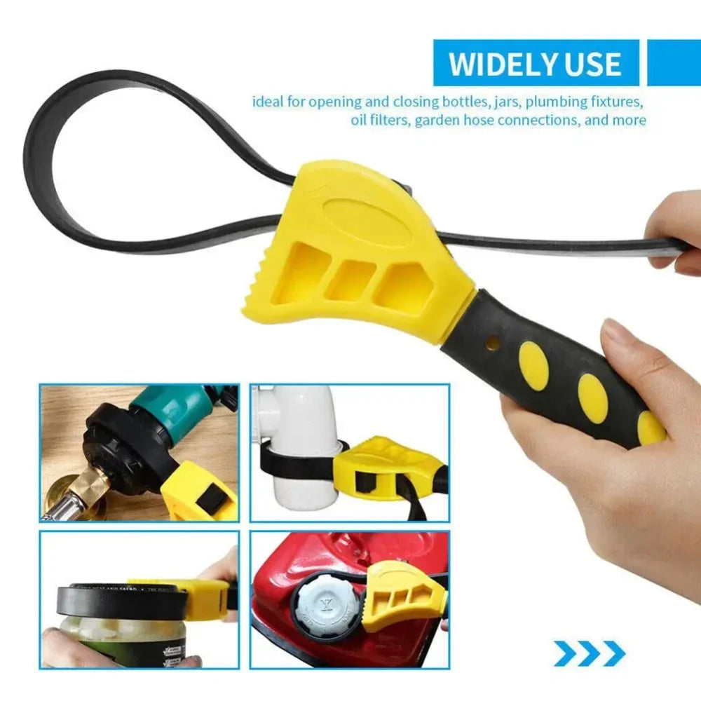 Llave de Correa Multifuncional Ajustable con Correa de Goma, Llave para Cartuchos, Llave para Tuberías, Filtro de Aceite, Desmontaje de 6 Pulgadas