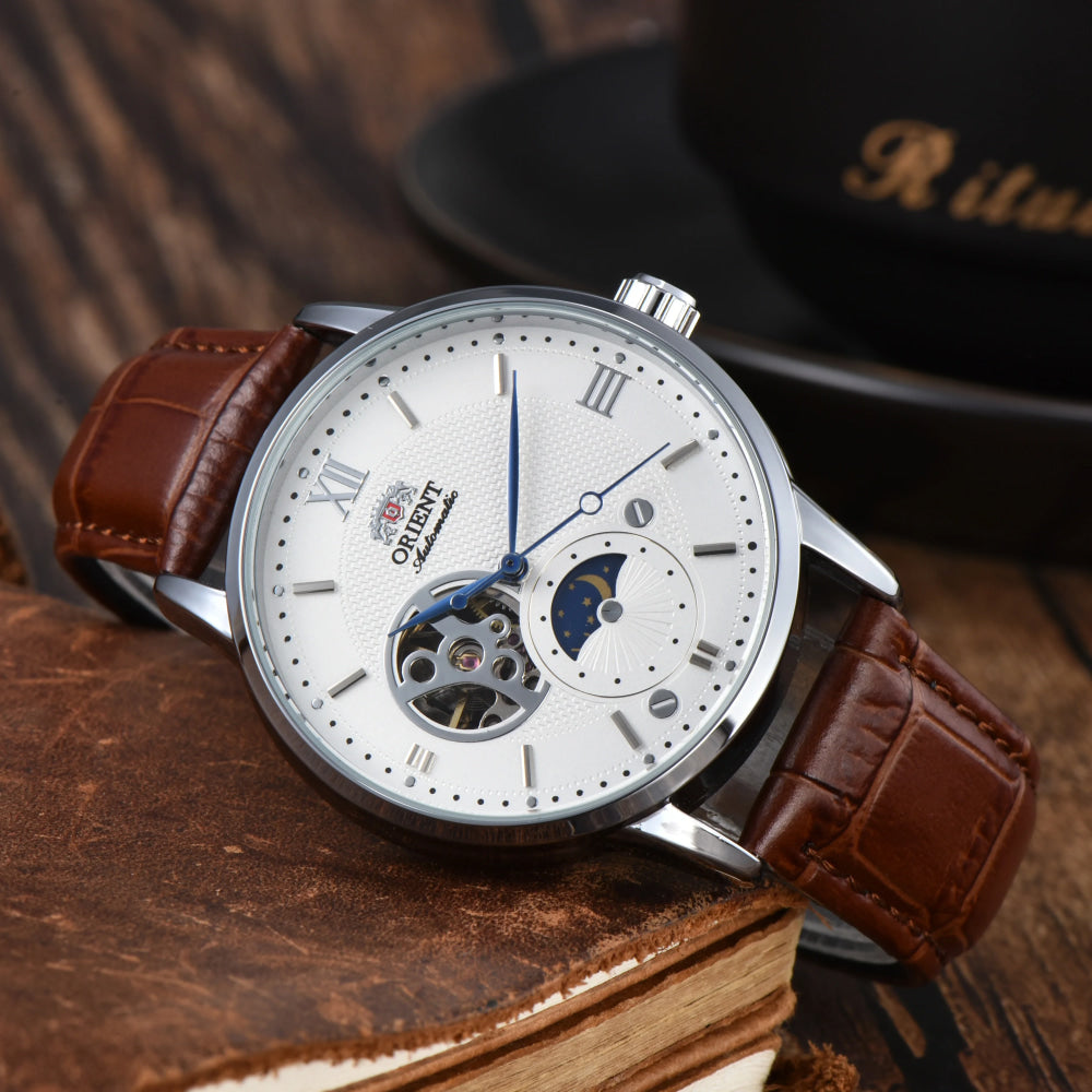 Mechanical Unisex Automatic World Time Full Function Leather Strap Water Resistant Shockproof Star Orient Series