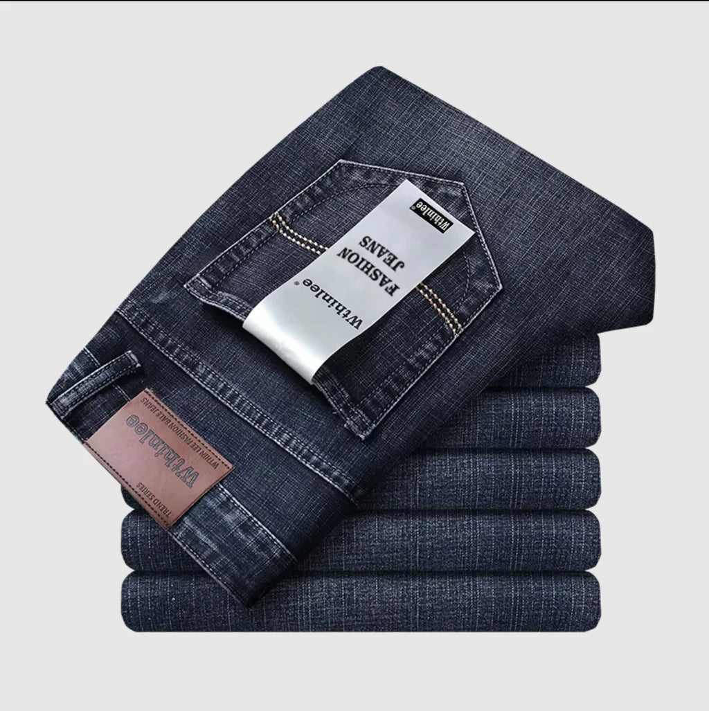 Wthinlee, Nuevos Jeans Casuales para Hombre, Corte Recto, Elásticos, Clásicos, Azules y Negros, Pantalones de Mezclilla para Trabajo, Ropa Masculina