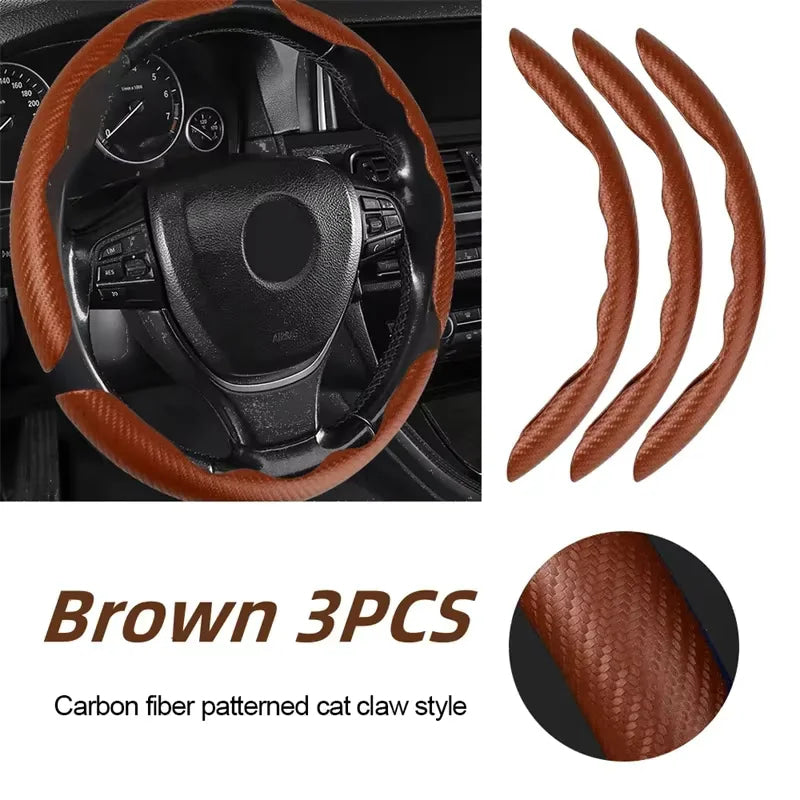 2/3PCS Carbon Fiber Universal Car Steering Wheel Booster Cover Non-Slip Auto Interior Decoration Accessories for Auto Deco