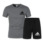 Summer fashion high-quality set men's short sleeved set fashion casual shorts sports set men's T-shirt+shorts two-piece set