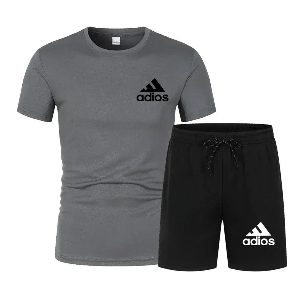 Summer fashion high-quality set men's short sleeved set fashion casual shorts sports set men's T-shirt+shorts two-piece set