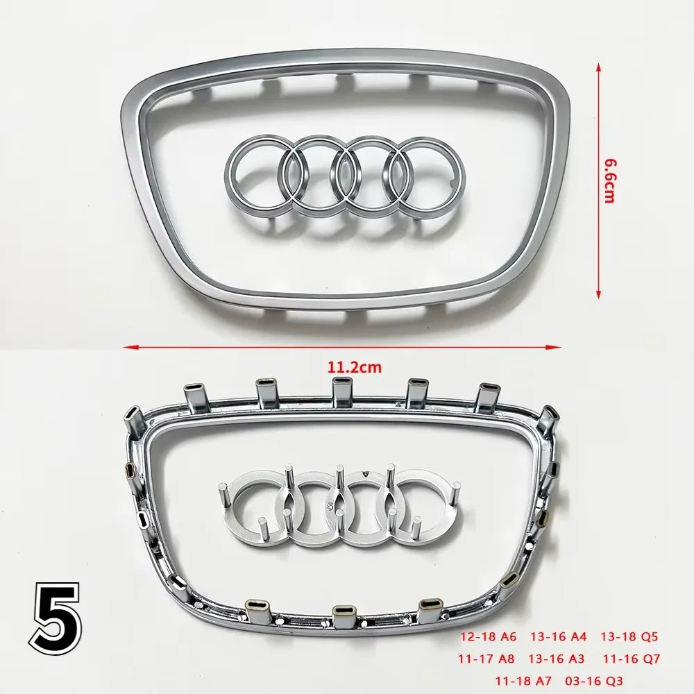 Automobile Steering Wheel Logo Bright Frame Strip Electroplated Car Logo Sticker For Audi A3 A4 B8 8P B9 8V A5 A6 C7 A7 Q3 Q5 Q7