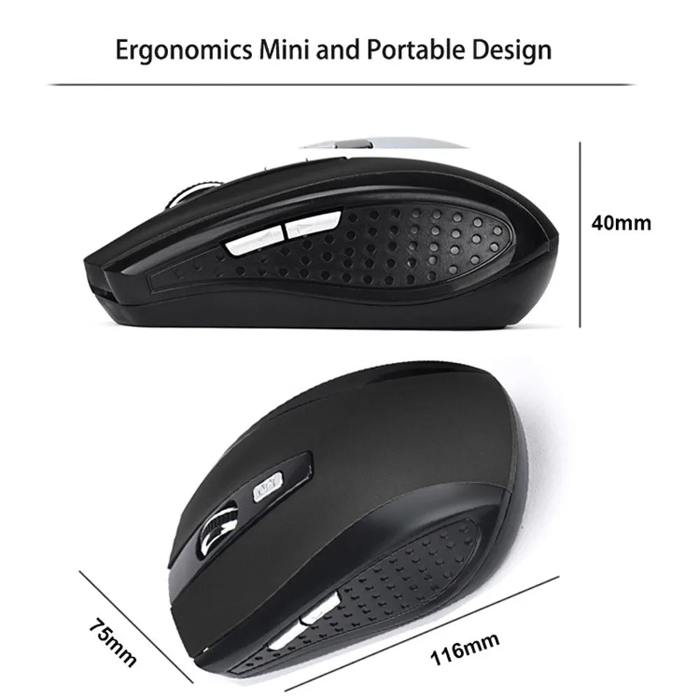 Ratón inalámbrico 2,4G, ratón para juegos de 2,4 Ghz, ratón óptico inalámbrico 6D, Mini ratón silencioso delgado DPI1600 para Macbook, PC y portátil