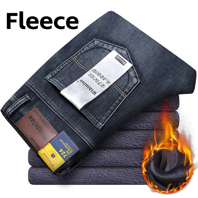 Wthinlee, Nuevos Jeans Casuales para Hombre, Corte Recto, Elásticos, Clásicos, Azules y Negros, Pantalones de Mezclilla para Trabajo, Ropa Masculina