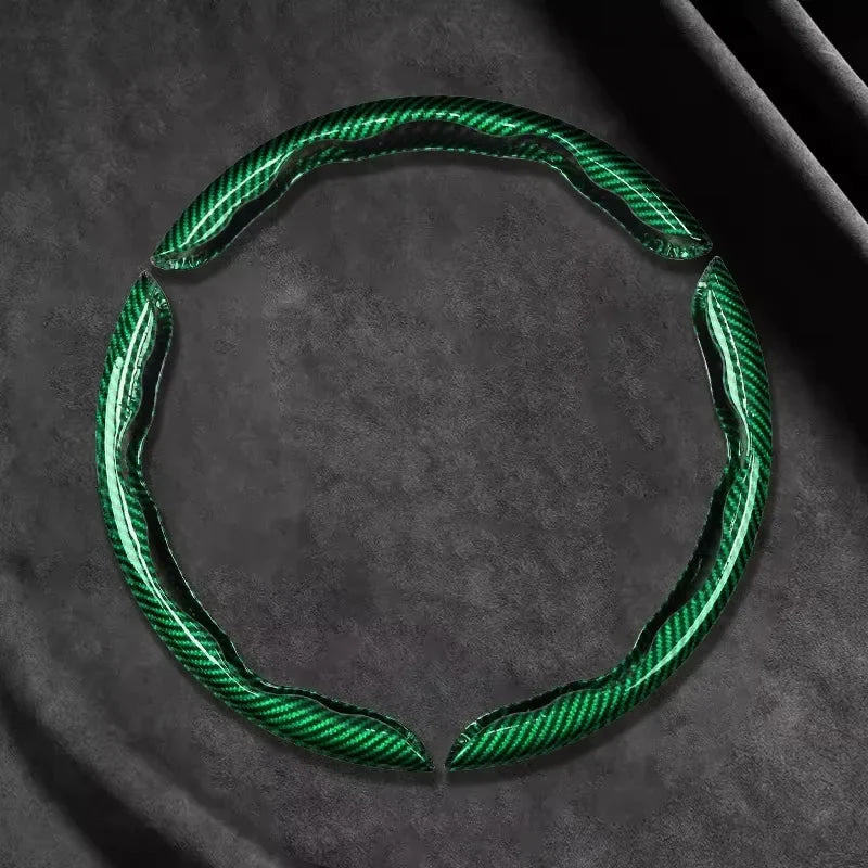 2/3PCS Laser Carbon Fiber Silicone Car Steering Wheel Cover 1K Micro Fiber Leather PVC Wheel Booster Cover Non-Slip Universal