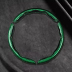 2/3PCS Laser Carbon Fiber Silicone Car Steering Wheel Cover 1K Micro Fiber Leather PVC Wheel Booster Cover Non-Slip Universal