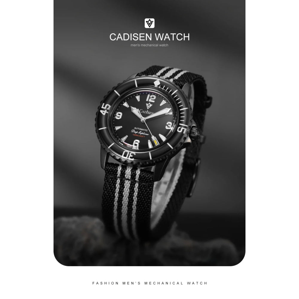 CADISEN Deep Explorer 2025 New Automatic Mechanical Watch Man Canvas Strap Wristwatch MIYOTA  Luxury Luminous Waterproof Watches