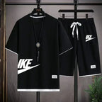 Fashionable, casual and trendy men's sportswear set, short-sleeved T-shirt and outdoor summer sports shorts set, new size M-3XL