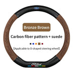 For Ford Mondeo Focus Raptor Puma Edge Explorer Ecosport Ranger F150 Kuga Car Suede Carbon fiber Anti-slip Steering Wheel Cover