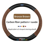 For Ford Mondeo Focus Raptor Puma Edge Explorer Ecosport Ranger F150 Kuga Car Suede Carbon fiber Anti-slip Steering Wheel Cover