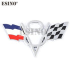 3D V8 Metal Zinc Alloy National Flag Badge Car Adhesive Emblem for Italy France Germany England America US Flag Body Fender