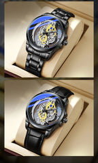 TPW Hot Trendy Fashion Wholesale Men Golden Black Blue Skeleton NOT Automatic Watch Quartz Wrist Watches Luxury 2024