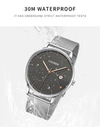 CADISEN Swiss Ronda 715 Quartz Watch Mans 7MM Ultra-thin Dial Sapphire Luminous Stainless Steel Milano Mesh Strap Watches Men