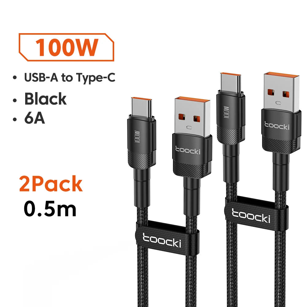 Toocki 6A Cable USB a tipo C para Huawei Xiaomi PD 100W cargador de carga rápida Cable de datos USB C carga rápida para Samsung Oneplus