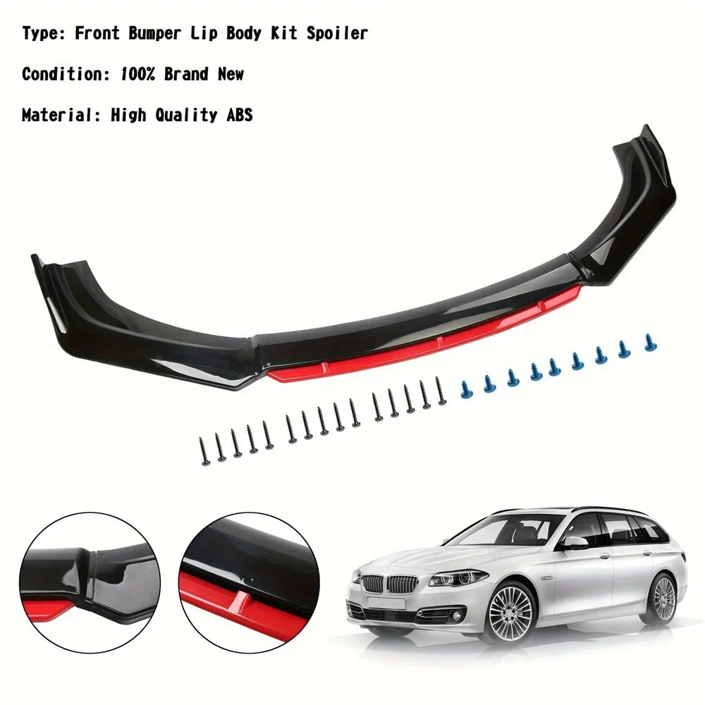 3PCS Universal Car Front Bumper Lip Splitter Lip Body Kit Spoiler Diffuser For BMW For Benz For Audi For VW For Subaru