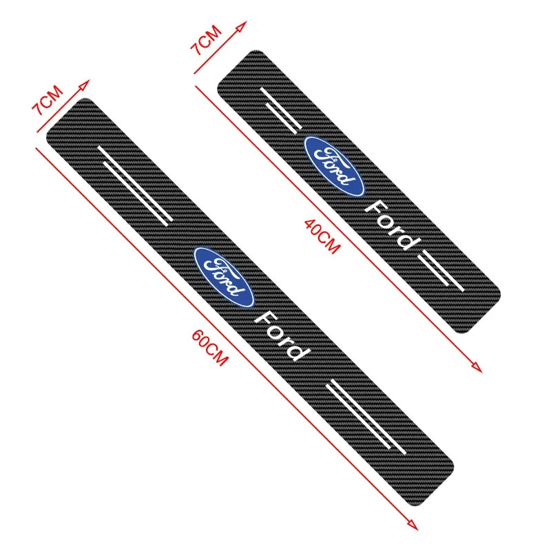 4PCS For Ford Focus Fiesta Kuga Mondeo SMax Edge Ranger Silicone Car Door Sill Threshold Anti-scratch Protective Strap Sticker