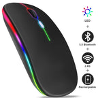 Ratón inalámbrico Bluetooth recargable con 2,4 GHz USB RGB 1600DPI ratón para ordenador portátil tableta PC Macbook Gaming Mouse Gamer
