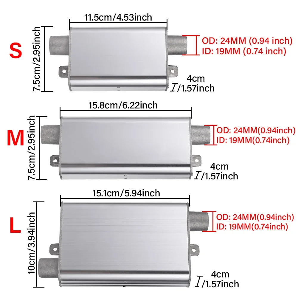 24mm Muffler Silencer S Curved Air Diesel Parking Heater Exhaust Pipe Aluminum Alloy Small Medium Large for Weibost Eberspach