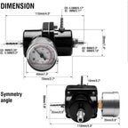 Universal 1Set Adjustable Fuel Pressure Regulator + Gauge+ Fitting Kit Aluminum Black Blue Red Silver