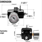 Universal 1Set Adjustable Fuel Pressure Regulator + Gauge+ Fitting Kit Aluminum Black Blue Red Silver