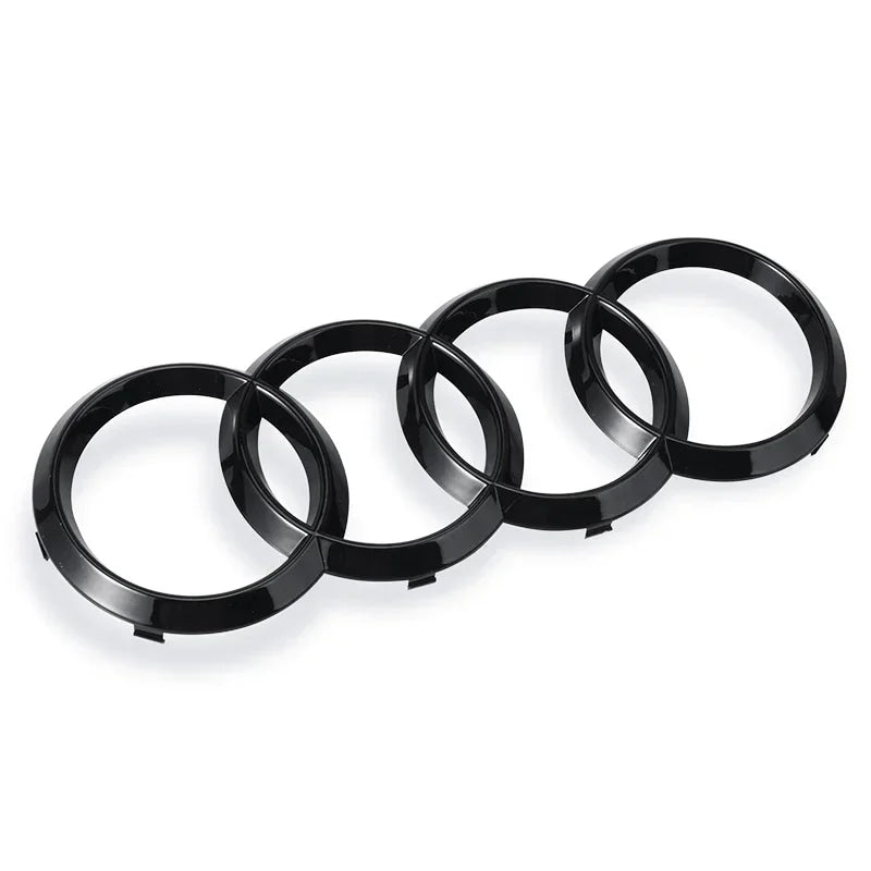 For Audi A3 A4 A5 A6 A7 Q2 Q3 Q5 Q8 TT ABS Black Hood Front Bonnet Grill Rear Trunk Emblem Logo Badge Sticker Decal  4 Ring Logo