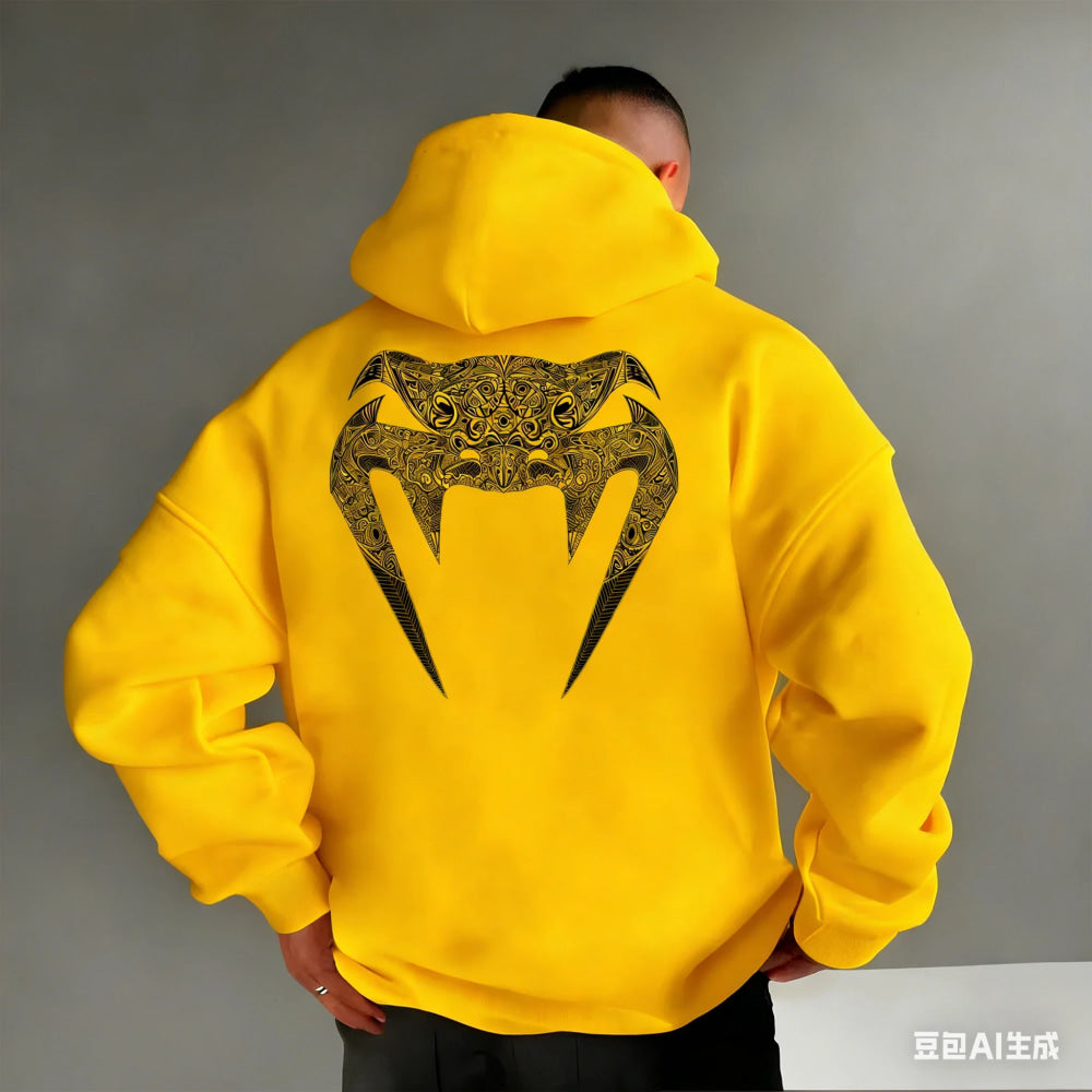 Men's Pattern Hoodies –Bold Back Prints MMA Inspired Streetwear Loose Fit Perfect for Gym  Casual Wear Limited Edition Designs