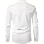 Camisa de lino de manga larga de moda casual para hombres Ropa de hombre transpirable cómoda y elegante
