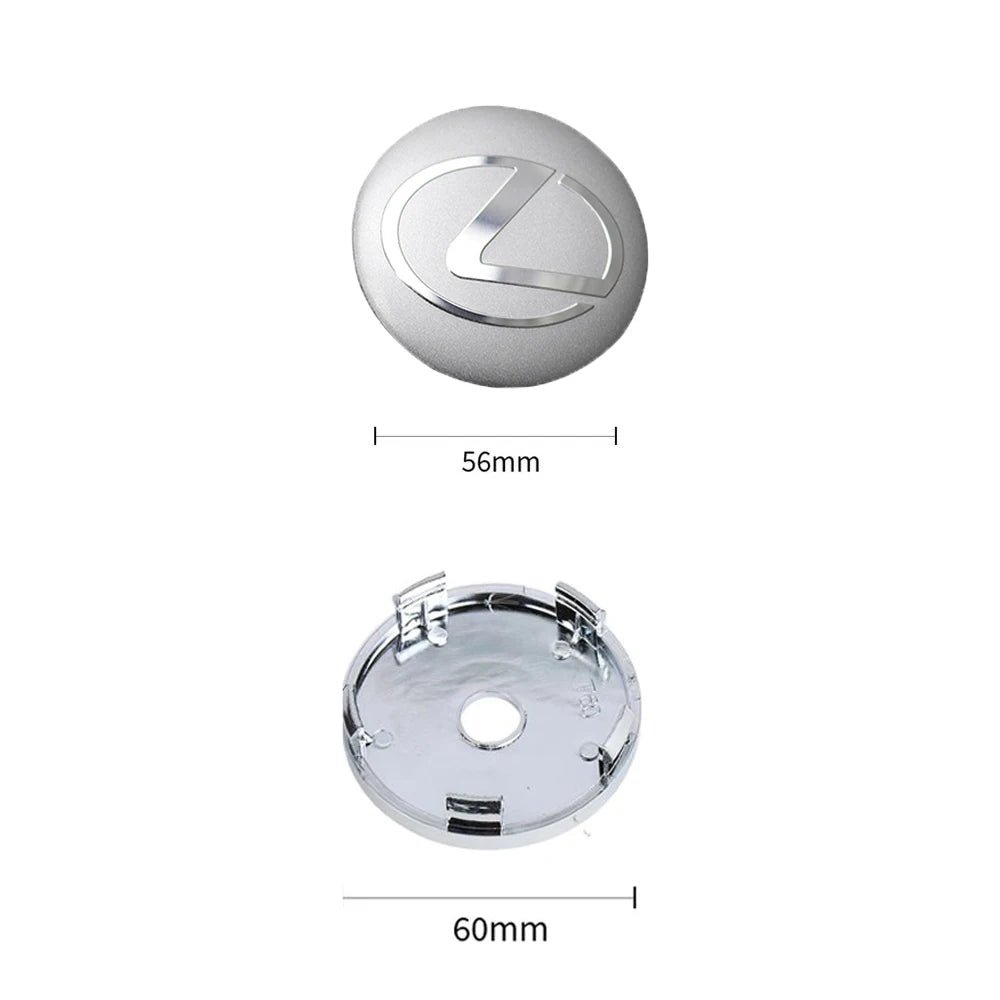 4Pc 56/60mm Logo Hub Caps Car Wheel Center Cover For Lexus CT200h NX300h RX300 RX330 F Sport IS RX NX ES LS GS UX LX LC RC GC GX
