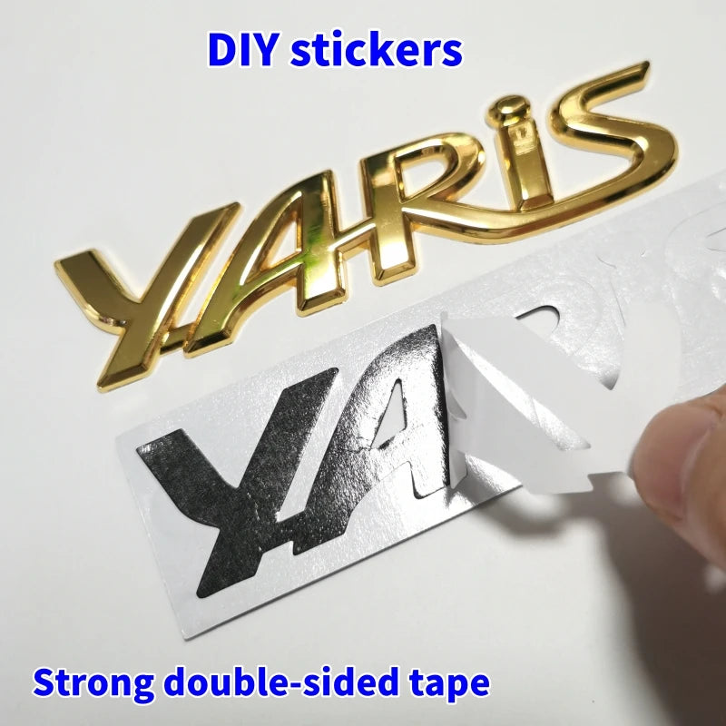 3D Metal Yaris Logo Emblem Badge Matte black Chrome Plated Trunk Letter Sticker For Toyota Yaris Car Exterior Decor Accessories
