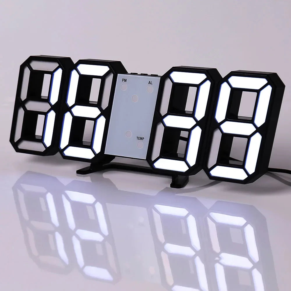 Reloj despertador Digital LED 3D de mesa, reloj de pared, tiempo/fecha/temperatura para el hogar, cocina, oficinas, decoración, relojes de jardín