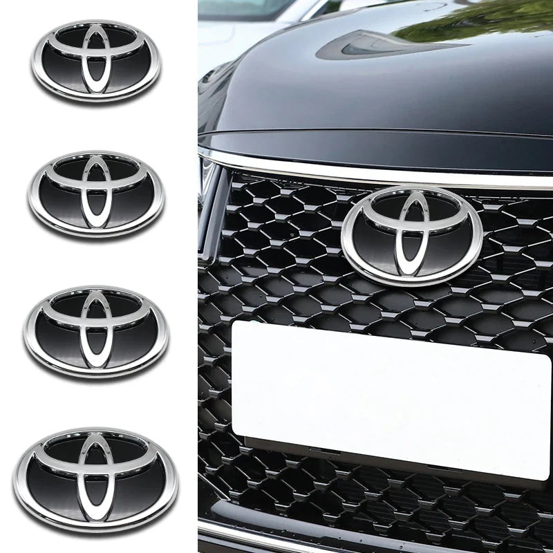 3D Car Logo Modified Car Logo Badges Front And Rear Logo Silver For Toyota Hybrid Series Prado Highlander Camry Corolla Styling
