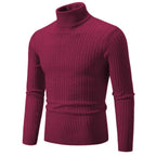 Nuevo suéter de cuello alto para hombre, jersey de Color sólido, tejido cálido, informal, sudadera de cuello alto, Tops de lana para hombre para invierno al aire libre