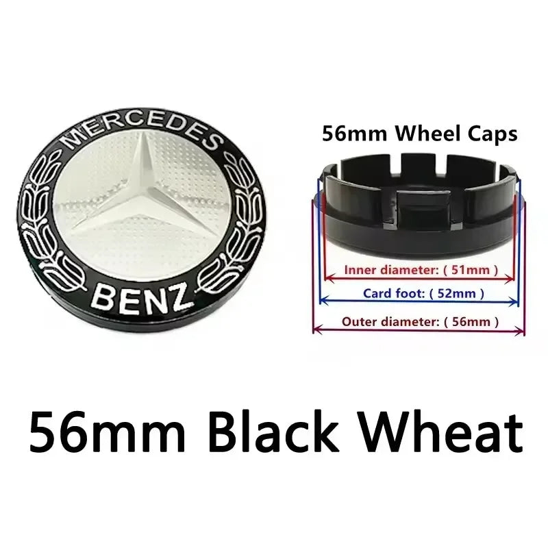 4pcs 56mm 60mm 75mm  68mm3Pin Car Wheel Center Cap Rim Hub Caps Emblem W202 W220 W213 W210 W164 E200 E260 E300 For Mercedes Benz