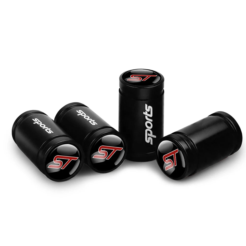 4pc Mustang Logo Tire Valve Caps Aluminum Alloy Dustproof Car Wheel Air Stem Cover For Ford Focus ST Mk7 Everest Kuga Fiesta Mk3