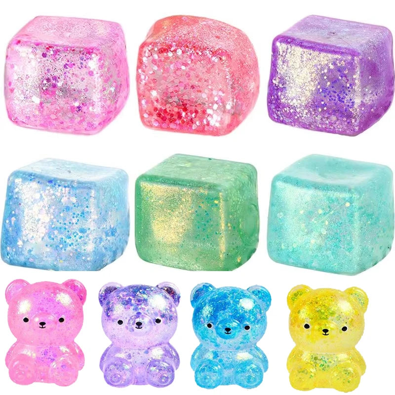 Maltose Cube Stress Squeeze Toy D ecompression Small Ice Cubes Anti Stress Slow Rebound Polar Light Colorful Squeeze TPR Block