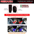 2 sets PU leather embroidered large lattice comfortable car handbrake cover handle set manual transmission car general purpose