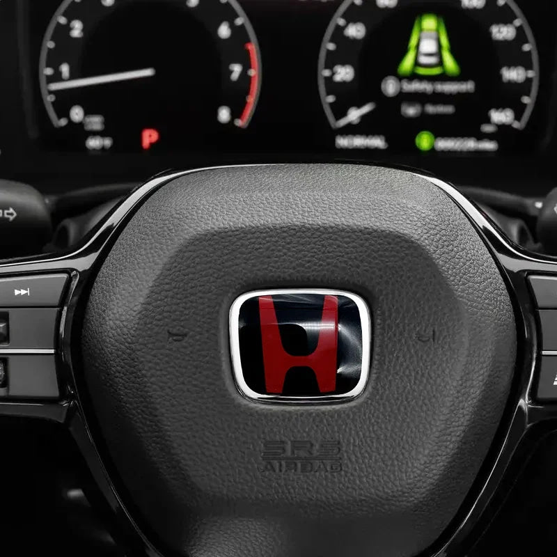 Car Steering Wheel Emblem H-Sticker For Honda Civic Accord City CRV Jade Fit Odyssey Hybrid Red Black Blue Interior Modification