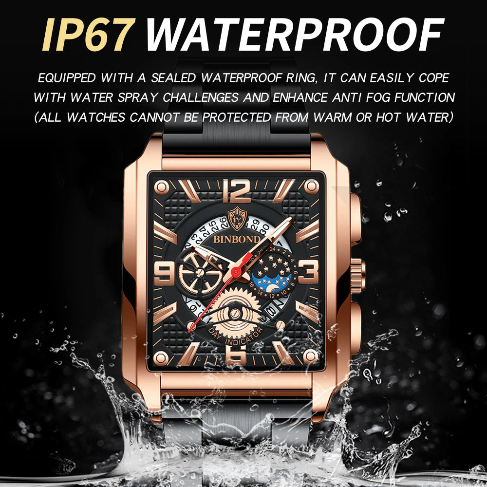 BINBOND Luxury quartz wristwatches luminous waterproof auto date chronograph men's watch business sport fashion casual reloj